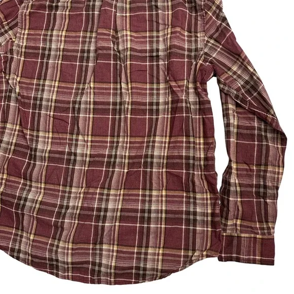 G.H. Bass & Co. Mens Large‎ Burgundy Plaid Button Up Long Sleeve Casual Shirt - Picture 7 of 8
